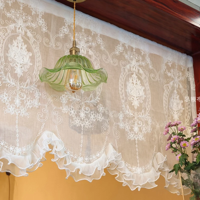 

French Korean princess style gauze curtain, window curtain, arch curtain, bedroom bay window, cabinet, partition, half curtain