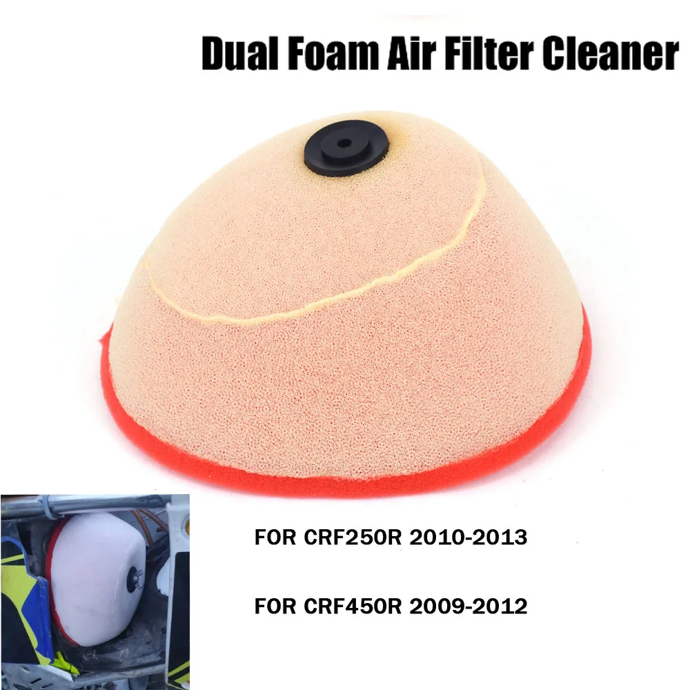 Motorcycle Dual Foam Sponge Air Filter Cleaner for HONDA CRF250R CRF 250R 2010-2013 CRF450R CRF 450R 2009-2012 Motocross Enduro air filter cleaner motocross air filter air filter motorcycle air filter