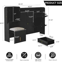 Modern Shoe Cabinet with 4 Flip Drawers, Large Shoe Storage Cabinet with Hidden Stool & Adjustable Shelves, Wood Shoe Rack Organ 2