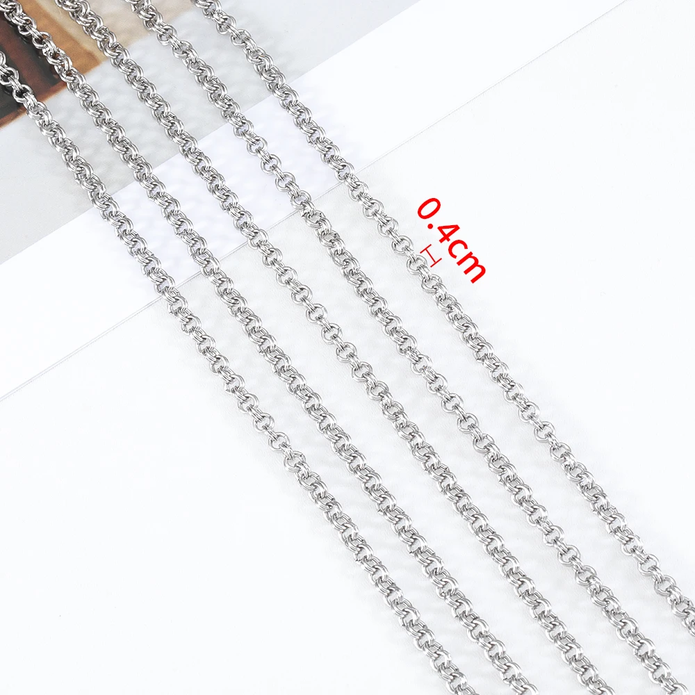 Catena Per Collana In Acciaio Inossidabile Di Alta Qualà Da 1 Metro, Catena Per Cordoli A Maglie Rolo Addensate Per La Creazione Di Gioielli, Accessori Per Braccialetti - Foto 12