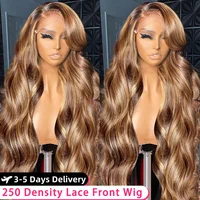 40 Inch 250% 13x6 Highlight Hd Lace Frontal Wig Human Hair Body Wave Colored Honey Blonde Lace Front Human Hair Wigs For Women 1