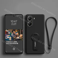 Luxury Silicone Phone Case with Holder and Screen Protector - Protective Soft Cover for PocoX8 Pro (Black)