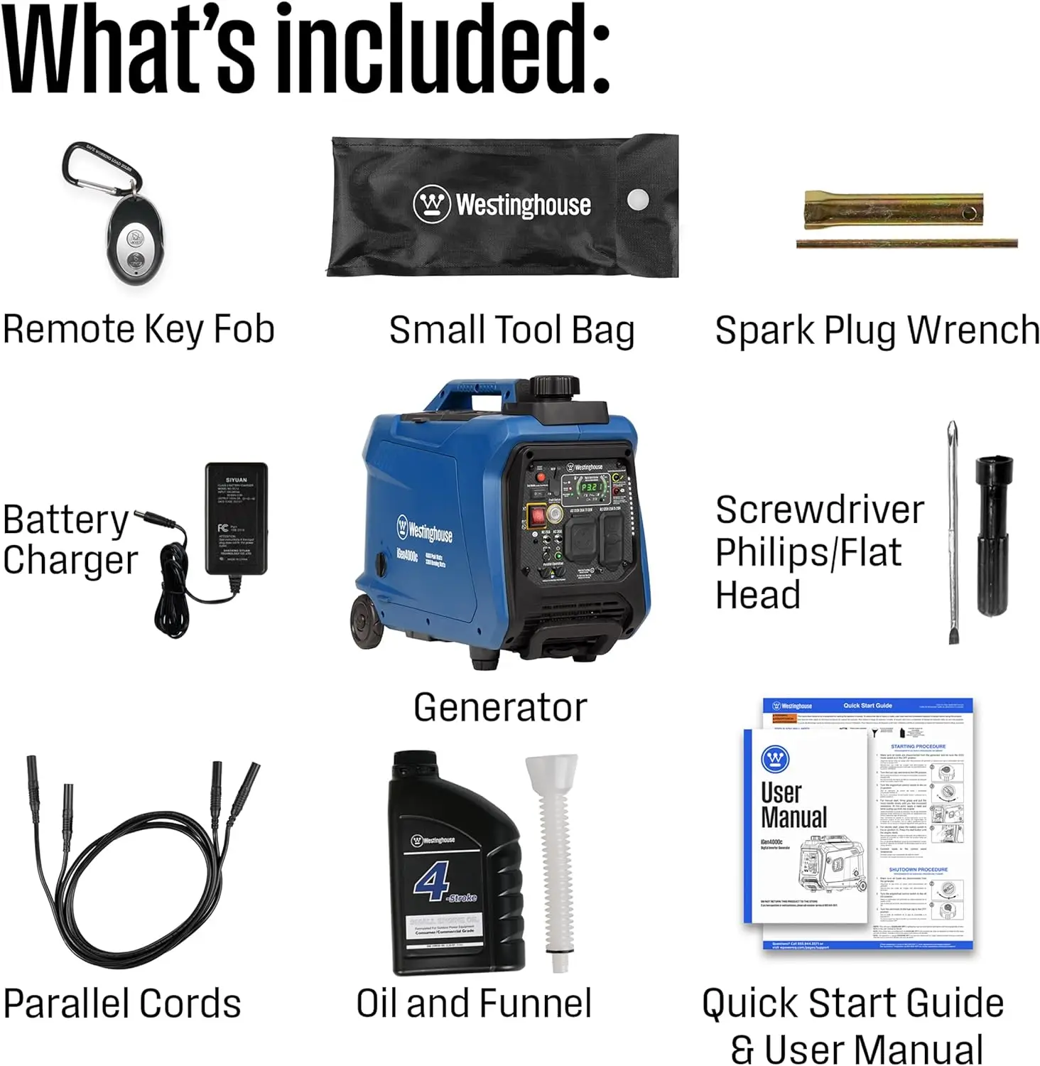 Outdoor Power Equipment 4000 Peak Watt Super Quiet Portable Inverter Generator Remote Electric Start Auto Choke