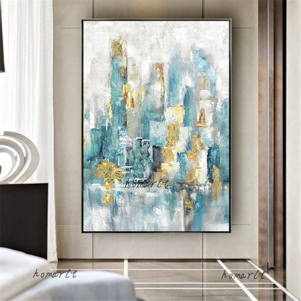 

Huge Abstract Canvas Picture Large Wall Art Poster Blue Dot Handmade Mural Decor Living Room Hand-painted Oil Painting Artwork