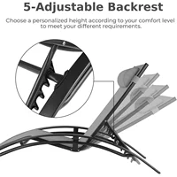 Aluminum Lounge Chair for Outside with 5 Adjustable Positions+Table 3Pcs Chaise Outdoor for Pool, Garden,Beach,Camping,Backyard 5