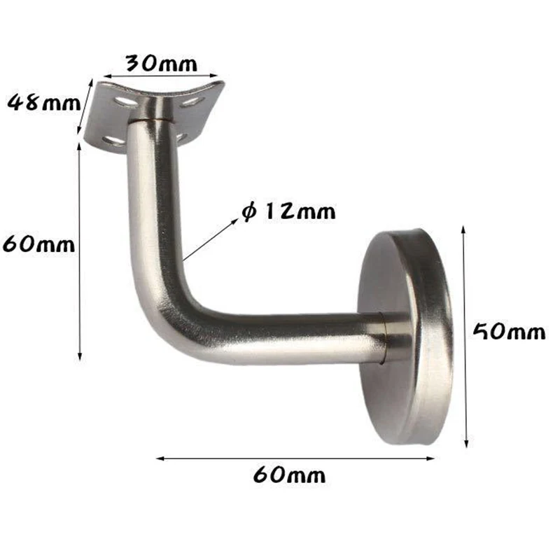 5Pcs Handrail Brackets Stair Handrail Guard Rail Wall Mounted 304 Stainless Steel Flat Bent Hardware Stair Accessories