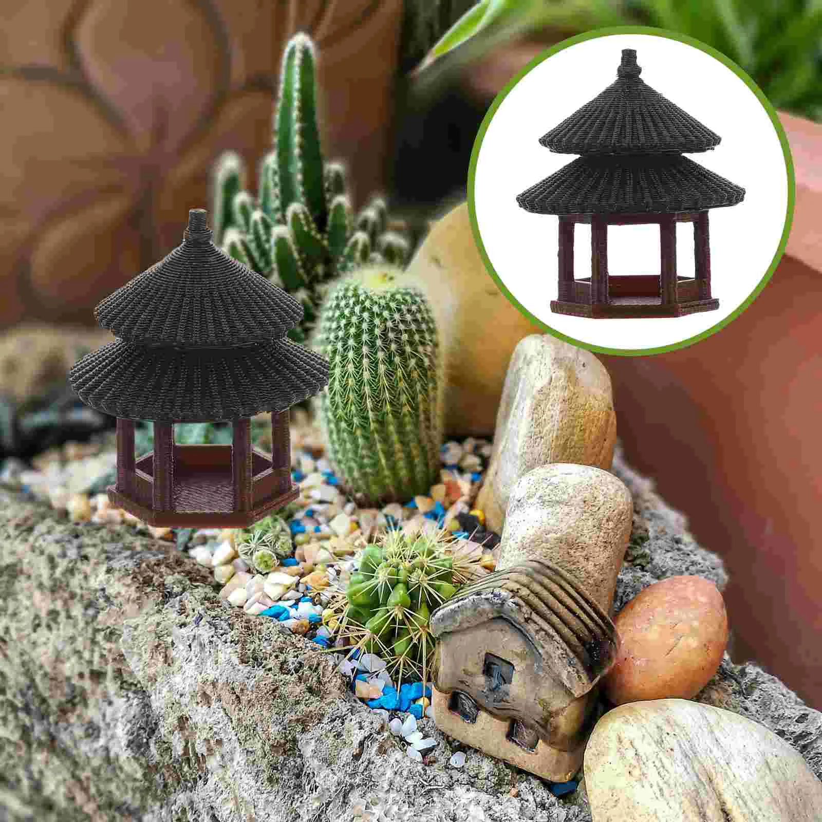 

Micro Landscape Gazebo Aquarium Pavilion Statue Fish Tank Decorations Mini Absorbent Stone