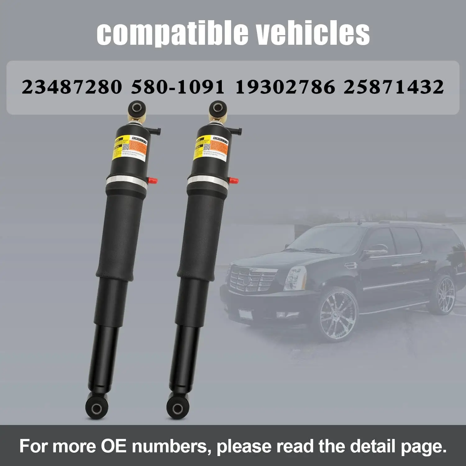 Pair Rear Air Strut Shock Absorbers For Escalade, Silverado, Tahoe, Yukon – 25871432