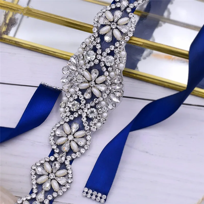 Perlen Hochzeitsgürtel Kristall Brautgürtel Silber Strass Satin Brautschärpe für Mutterschaft Frauen Hochzeitskleid Zubehör – Detail 9