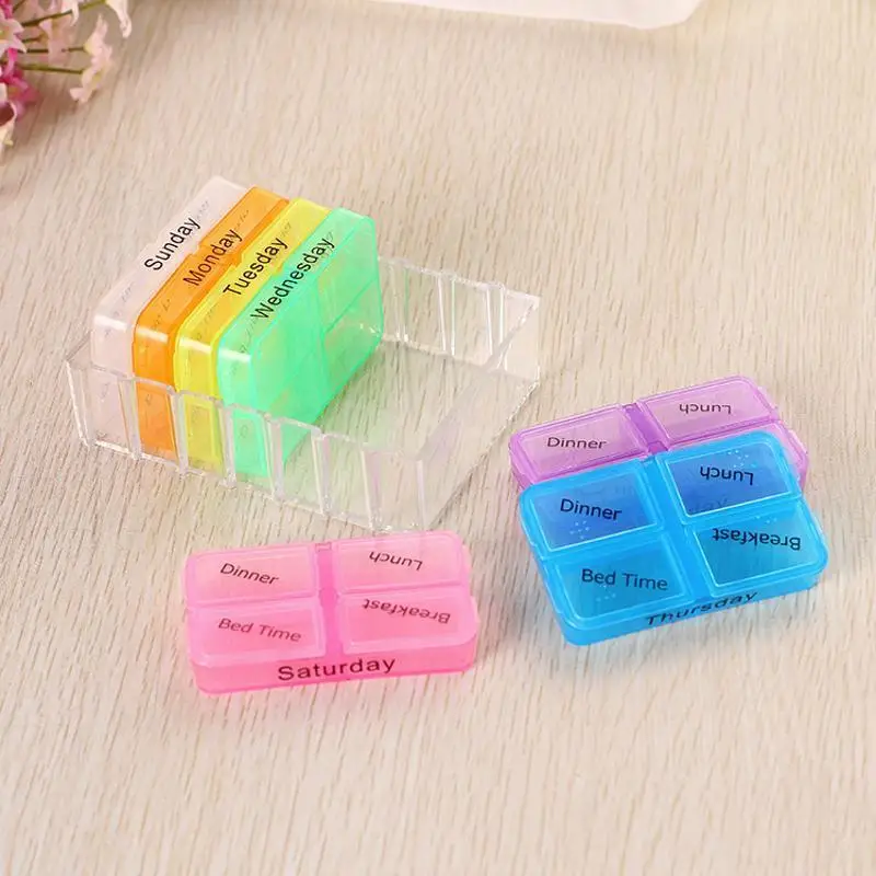 28Grid Portable Small Medicine Box 7-day Medication Packaging Box Detachable Plastic Medicine Box Portable Medication StorageBox