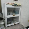 Multifunctional Floor Kitchen Cabinets Rack Cupboard Simple Kitchen Cabinet Locker Multi-layer Storage Cabinet with Door Rack U 6