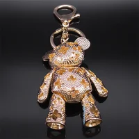 Cute Sweet Colorful Full Crystal Big Bear Key Chain Alloy Rhinestone Fashion Bag Accessories Keyring Jewelry Wholesale N9029 4