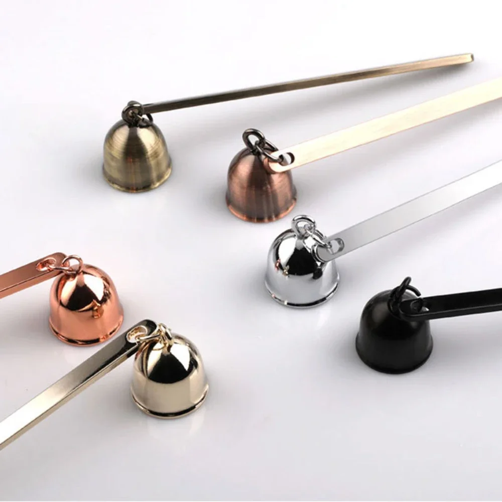 Colorful Small Bell Candle Extinguisher Scented Candles Lampshade Stainless Steel Long Handle Household Tools Home Artist Decor Candle Damper Snuffer