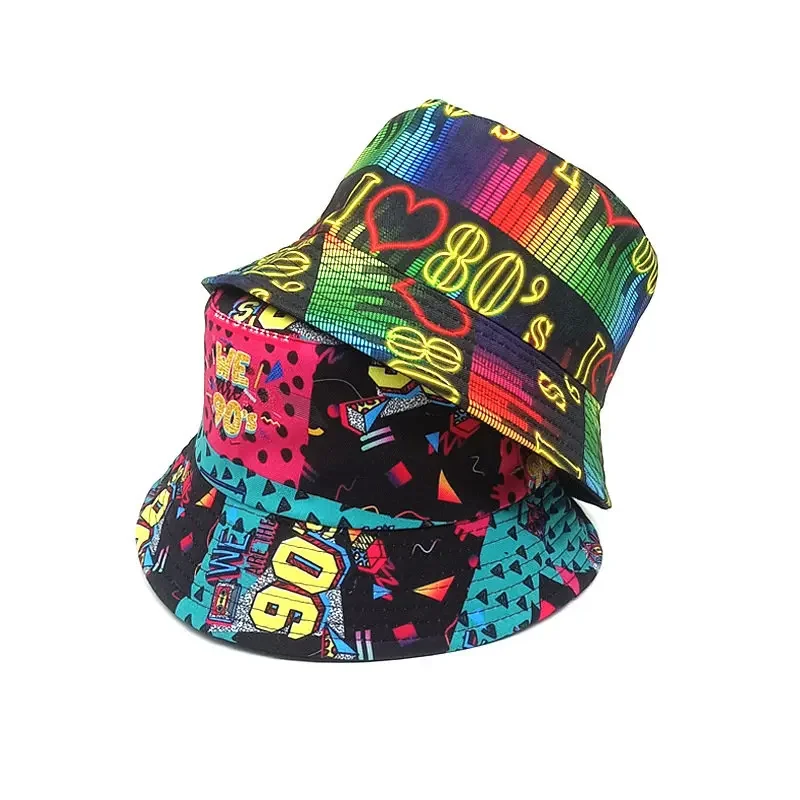 

Four Seasons Cotton Cartoon Pattern Print Bucket Hat Fisherman Hat Outdoor Travel Sun Cap for Men and Women 227