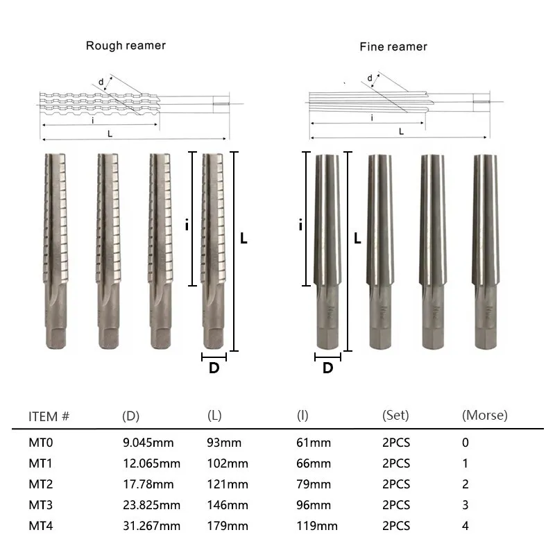 Hand Reamer Steel Reamer Tools XCAN Hand Reamers 2pcs MT0/MT1/MT2/MT3/MT4 Steel Fine/Rough-Edge Morse Taper Reamer For Milling Finishing Cutter Tool Hand Tool