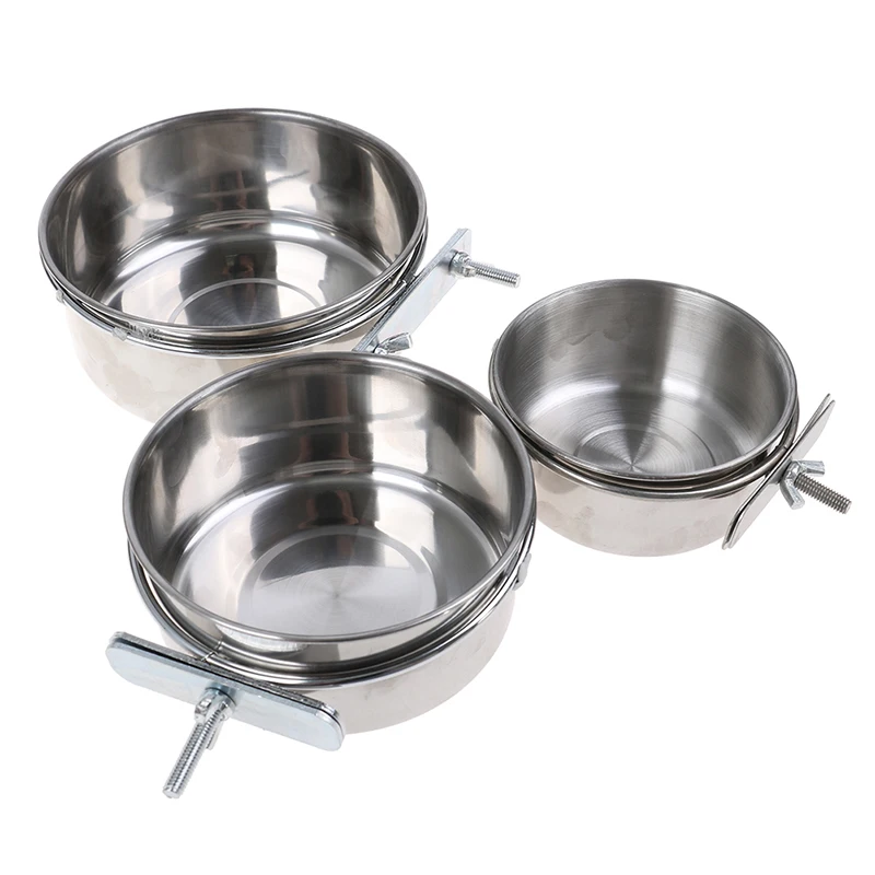 Pet Hanging Bowl Stainless Steel Dog &Cat Feeding Food Bird Water Dish Cage Bowl parrot feeding bowl,pet water feeder