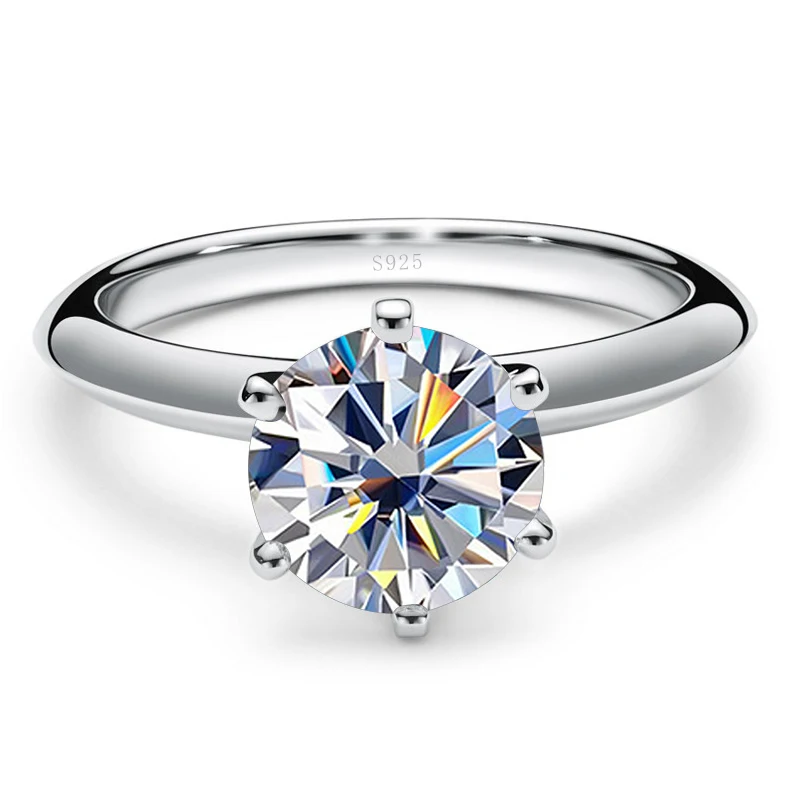 Tancise Solid Sterling Silver ring with 1 carat 6.5mm Real Moissanite for Women Wedding Engagement Fine Jewelry Gifts_voghion.com