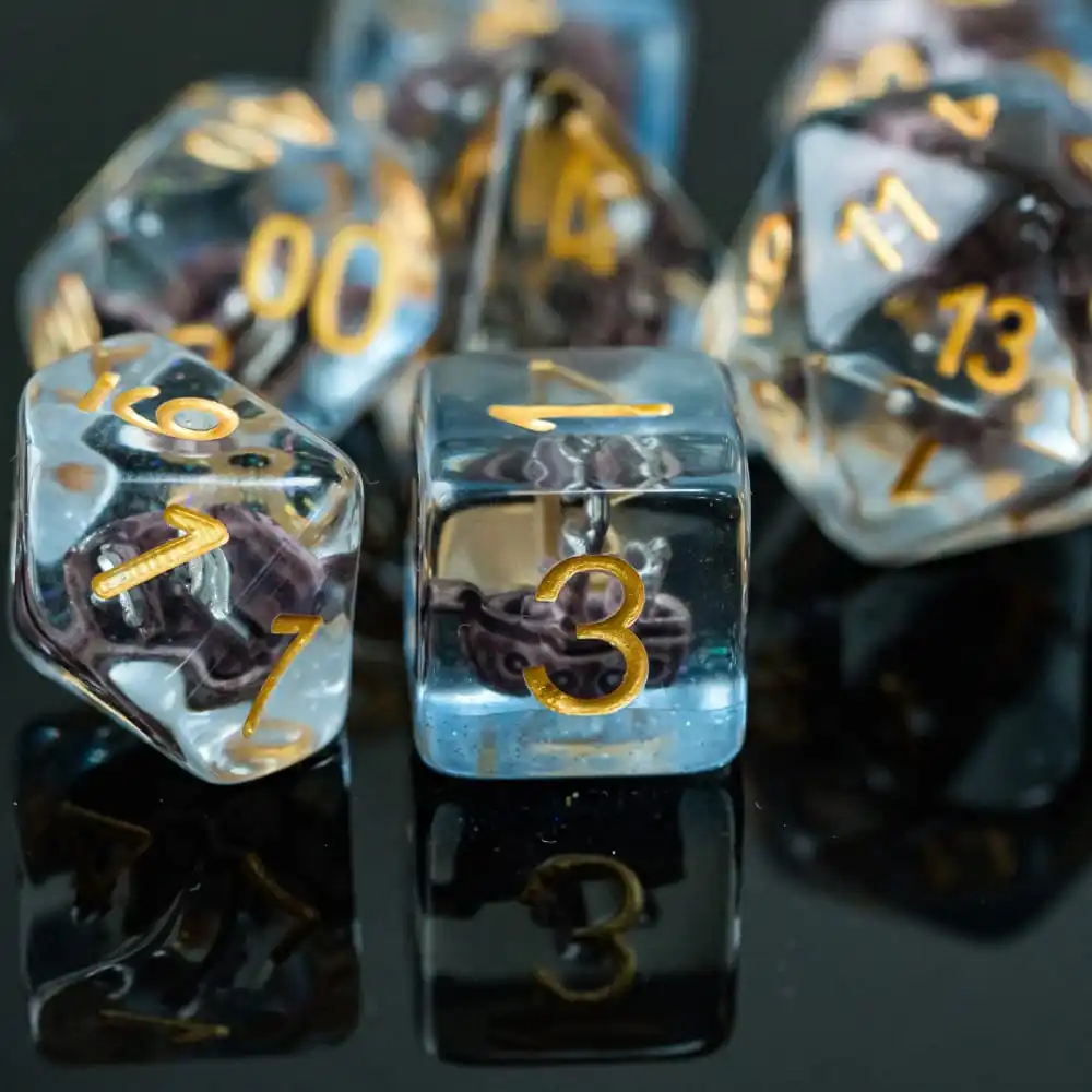Cusdie Sailboat DND Dices 7Pcs Resin D&D Dice D4 D6 D8 D10 D% D12 D20 Polyhedral Dice Set for Role Playing Game Table Games