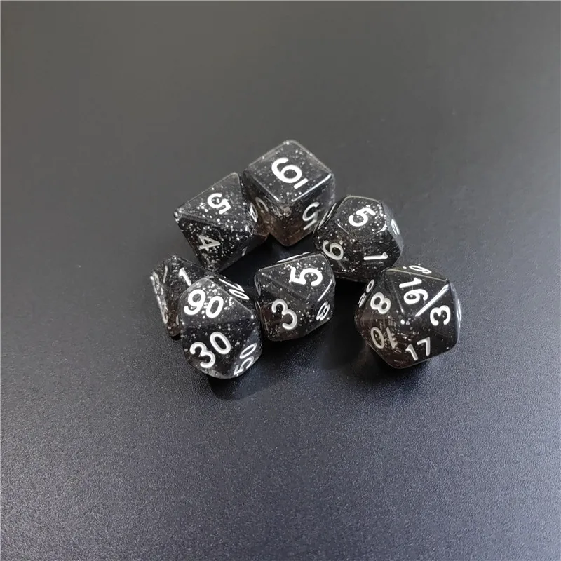 Dice Set 7 PCs 1 Set Transparent Flash Point Acrylic D4 D6 D8 D10 D12 D20 Multi-sided TRPG Dungeons & Dragons Game