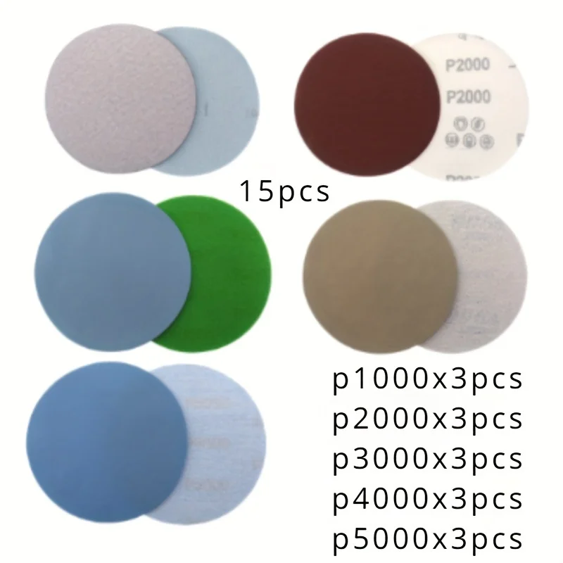 P1000 P2000 P3000 P4000 P5000 flocking sandpaper self-adhesive polishing sanding flakes 15pcs