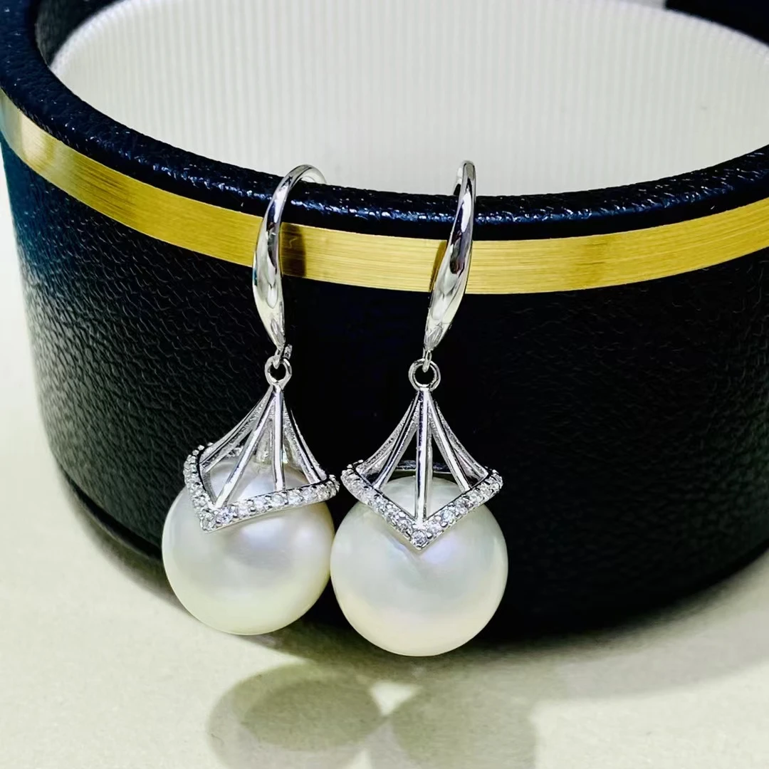 

Wholesale 925 Sterling Silver Earrings Mount Findings Settings Base Mounting Parts Accessory for 11-12mm Pearls