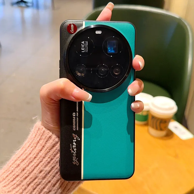 Luxury Leather Texture Fluorescence Color Block Shockproof Bumper Case - Hard Back Cover