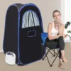 Portable Steam Sauna for Home Spa Sauna Tent Sauna Box with 2L Steamer Remote Control Folding Chair 1