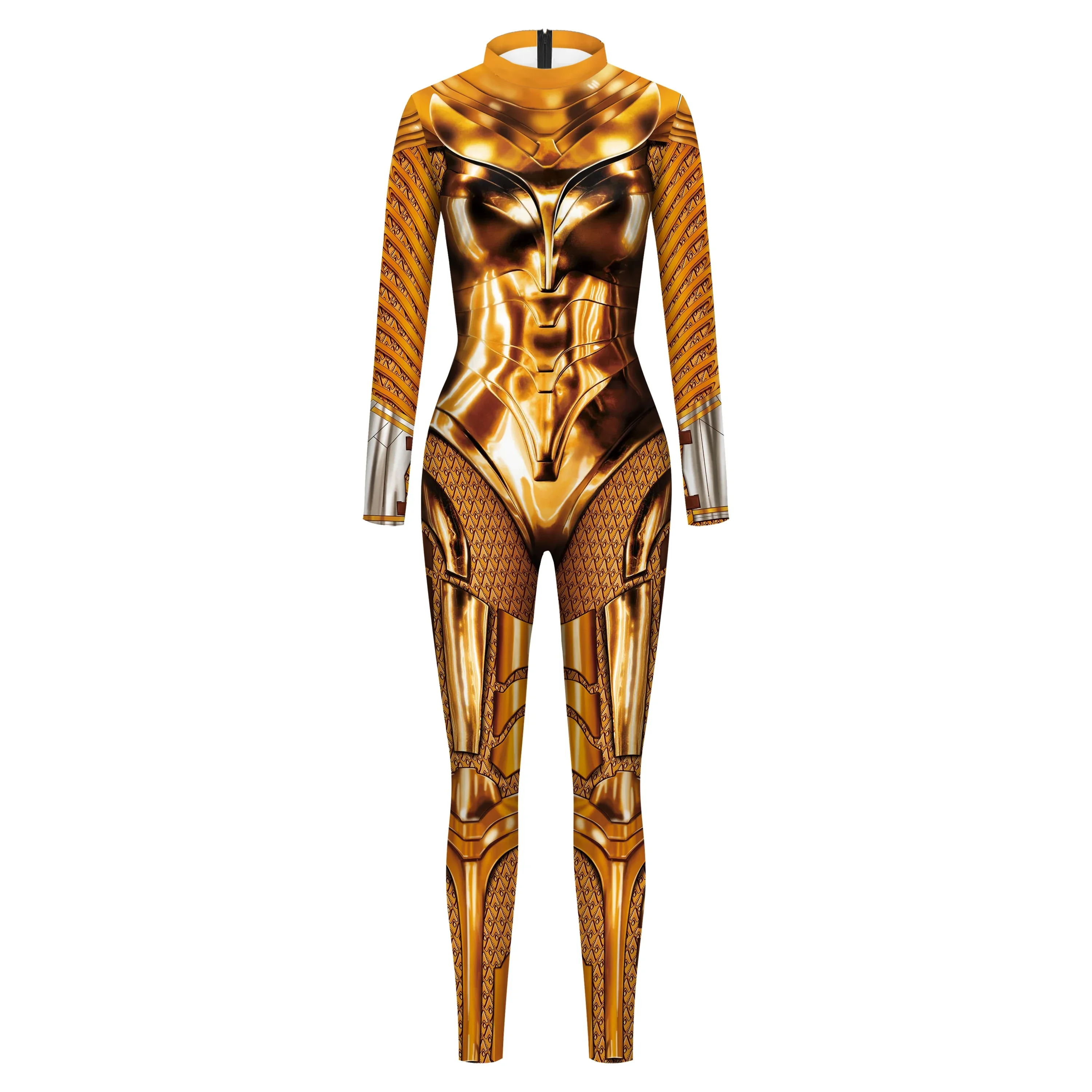 Women Superhero Cosplay Costume Printed Jumpsuit Outfit Fancy Dress Clothing Adult Bodysuit Zentai Muscle Suit Armor Combat Suit