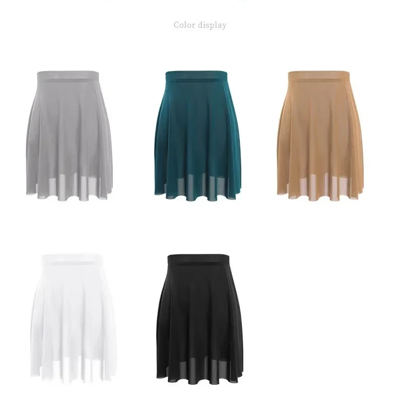 Frauen Ballett Tanz Rock Erwachsene Stretch Taille Mesh Tüll Wrap Praxis Training Tutu Röcke Tanz Tragen – Detail 2