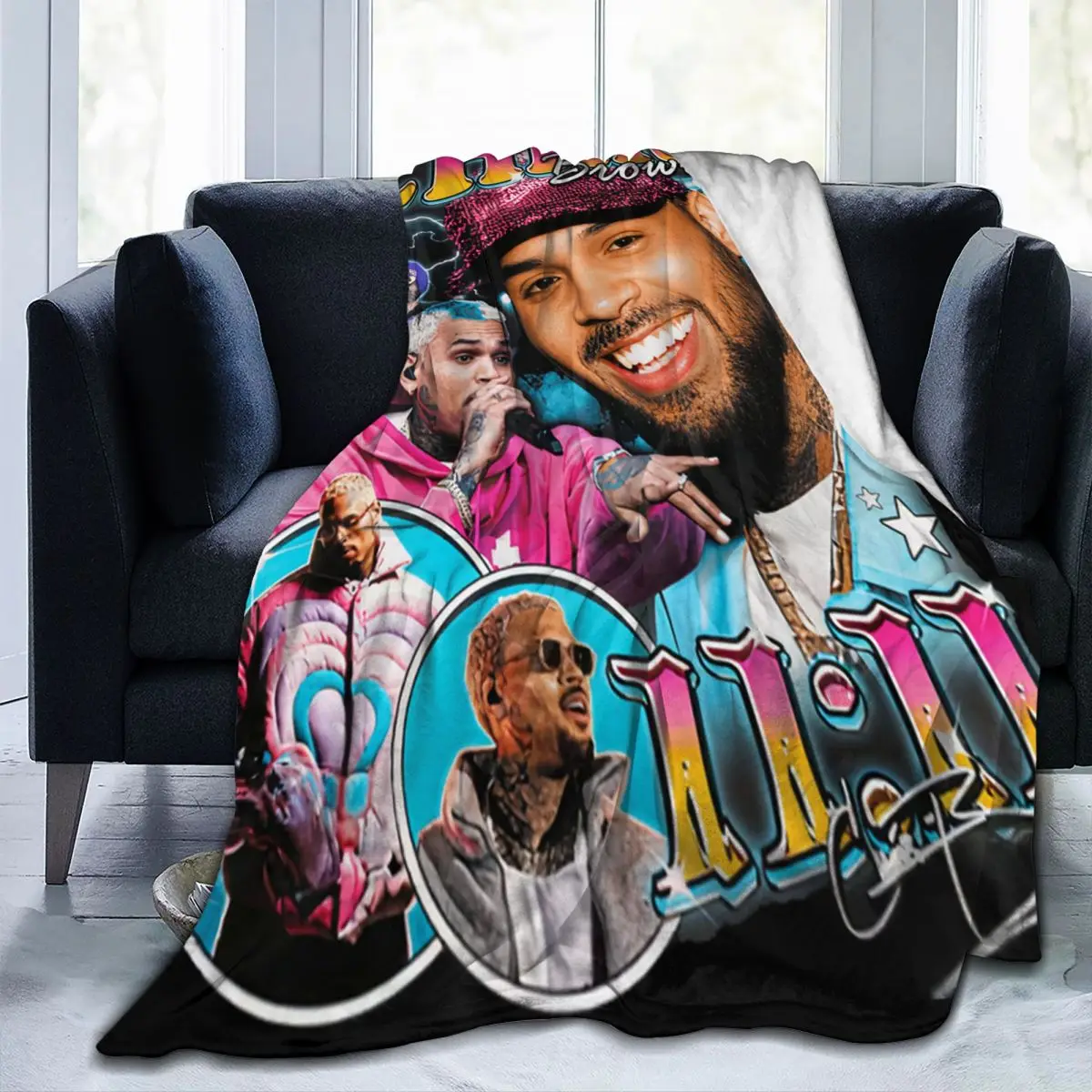 2024 Chris Brown 11 11 Tour Blanket Flannel Textile Decor HipHop Homage Relax Warm Throw Blanket for Bed Bedroom Bedding Throws 5