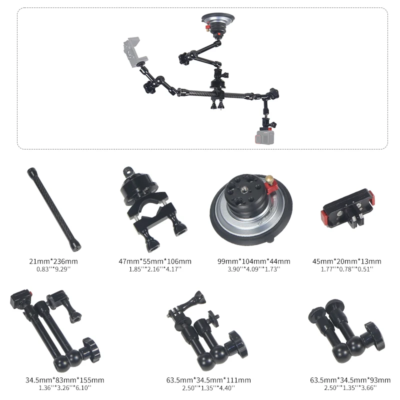 Magic Arm 7 Zoll 11 Zoll Klemme 4 Zoll Vakuum Saugnapf Autotelefon Action Kamerahalter für GoPro Insta360 DJI Action Smartphone – Detail 8