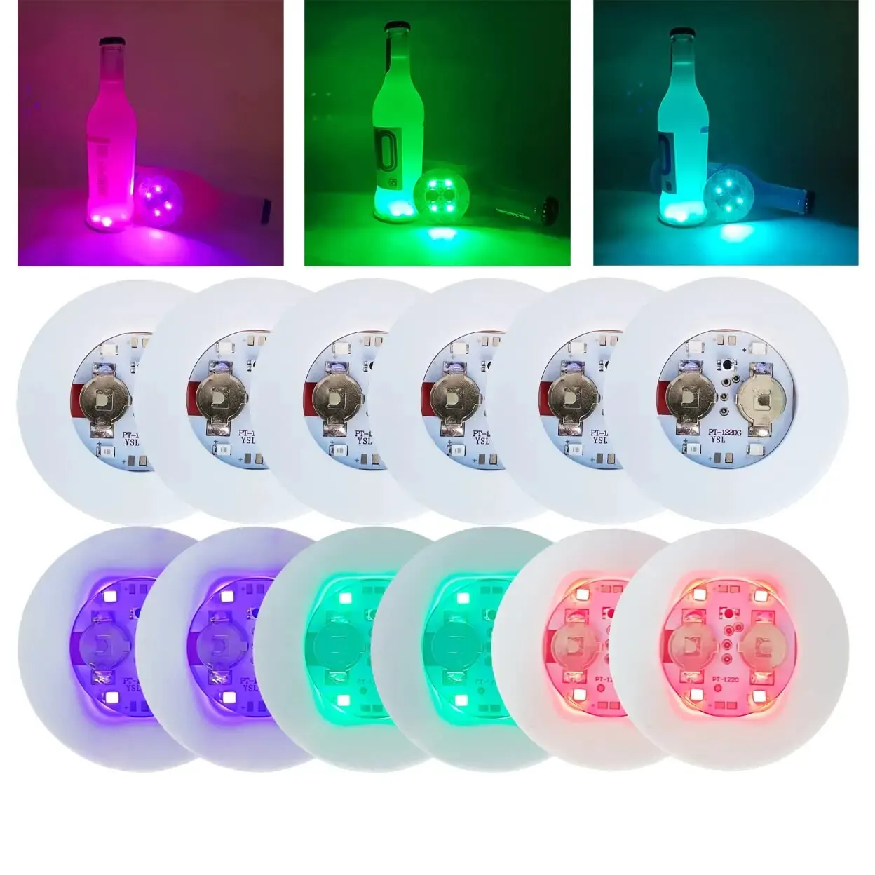 LED Luminous Coaster Set - Light-Up Drink Mats for Parties and Celebrations