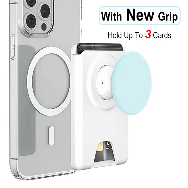 Universal Magnetic Card Holder with Silicone Griptok and Pop Solid Wallet Slot