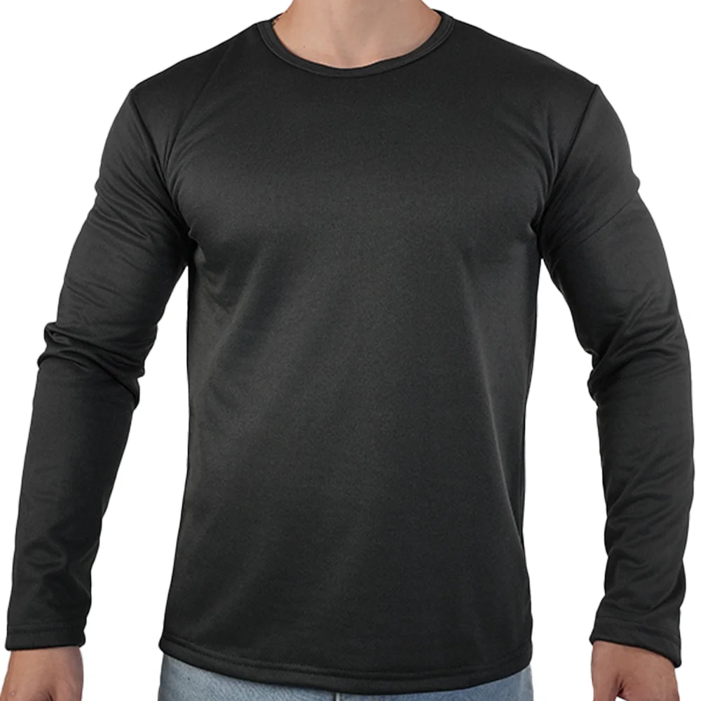 2pcs Winter Thermal Underwear Mens O Neck Bottoming Shirt Long Sleeved T Shirt Tops Solid Color Sweatshirt Large Size Undershirt