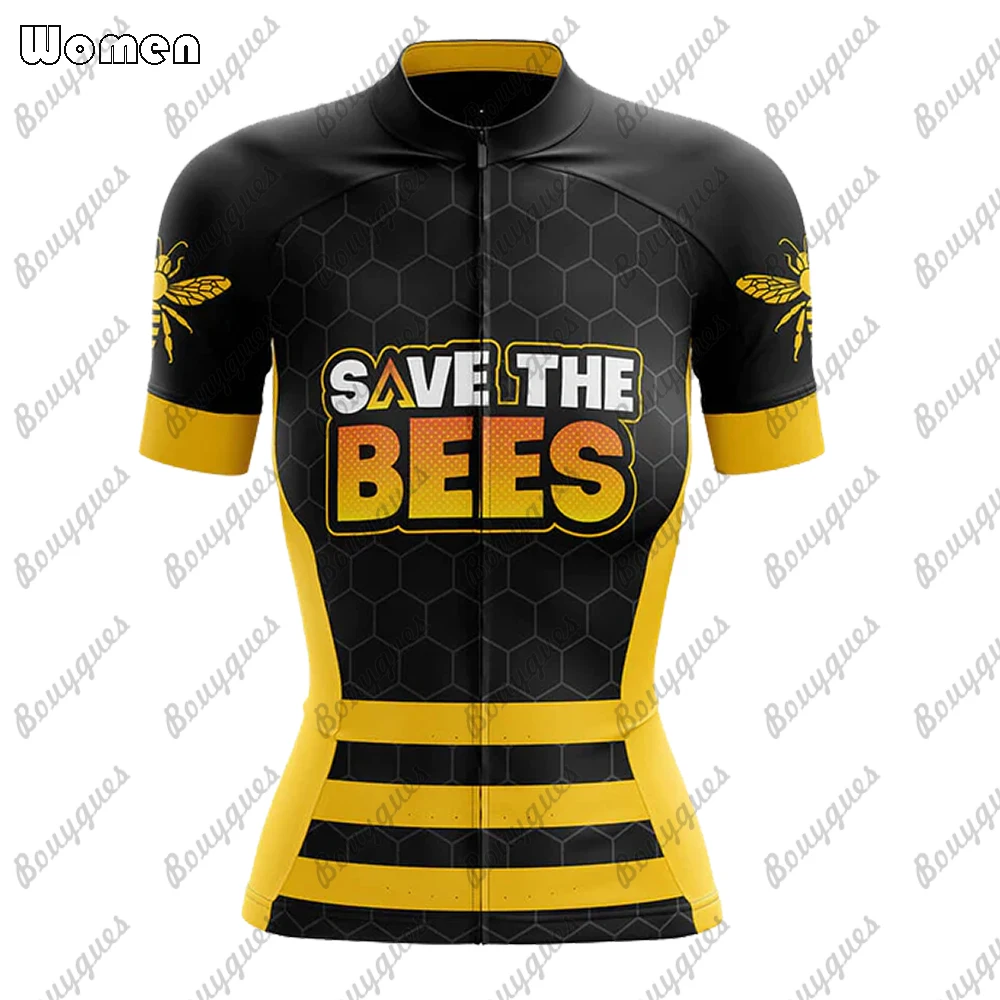 Bees Summer Premium Cycling Jersey Set Breathable Team Racing Sport Bicycle Jersey Women Cycling Clothing Short Bike
