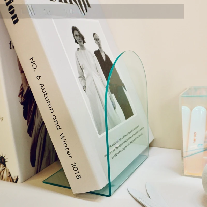 Book organizer Book holder Book stand Book terminal 1Pc Transparent Acrylic Bookends Stand Bookshelf Desktop Decorative Storage Rack Bookend Book Holder School Stationery