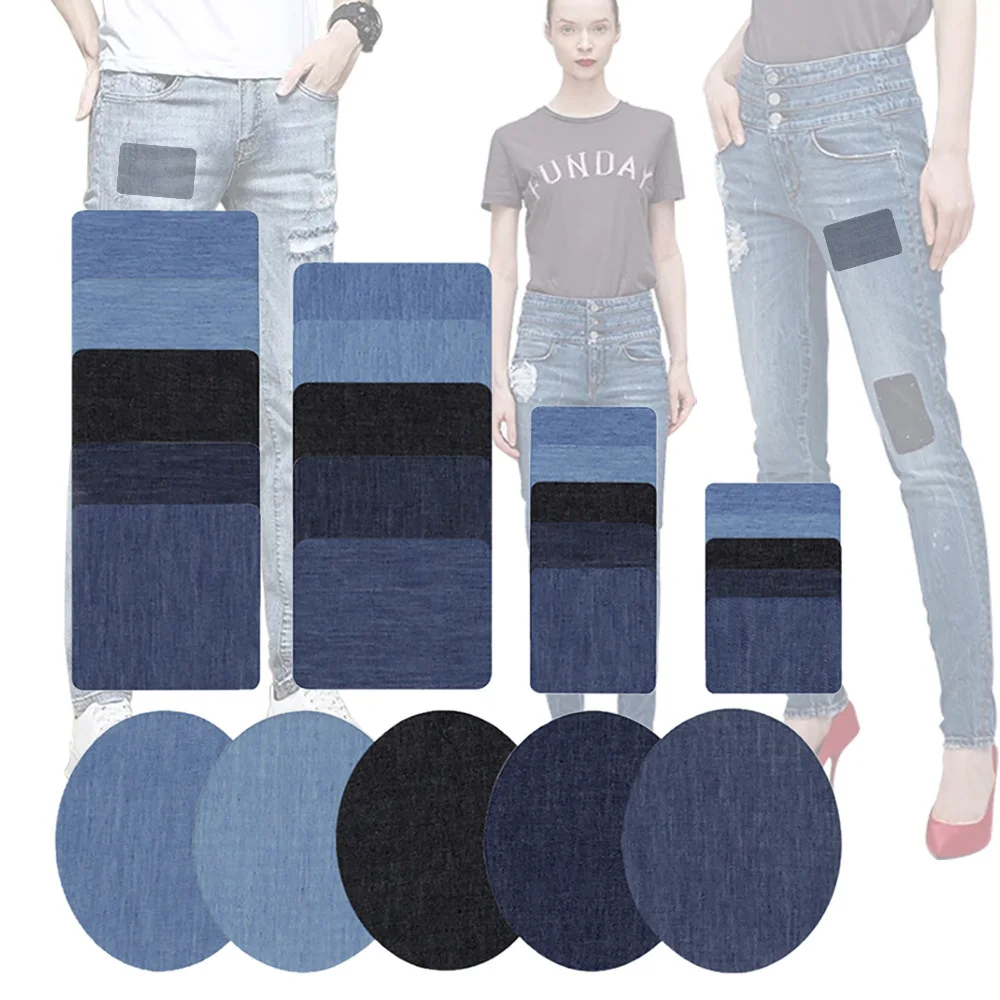 

5Pcs Denim Iron-on Jean Patches Self Adhesive Patches Cotton Blue Repair Patch for DIY Denim Jeans Clothing Repair Jacket Decor