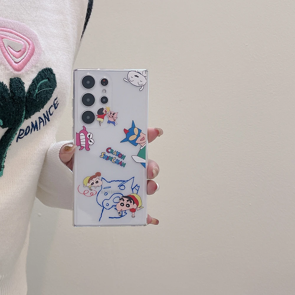Cute Cartoon Crayon Shin-chan Transparent Phone Case - Soft TPU Cover