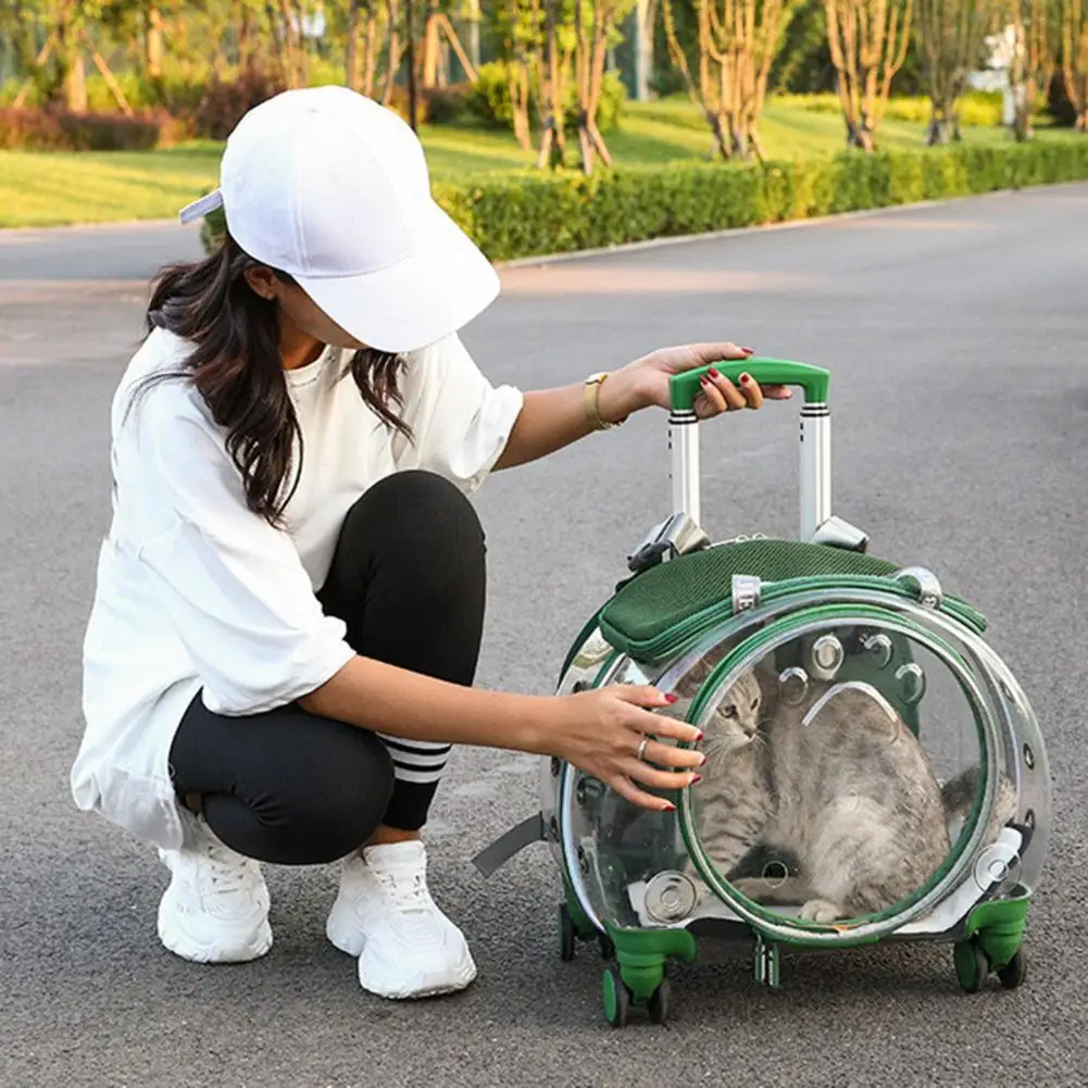 Portable Cat Bag Pet Trolley Bag Pet Flight Case with Trolley Wheel Cat Dogs Carriers Bags for Outdoor Travel Camping