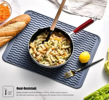 Tappetino per asciugare i piatti in silicone Sottopentola resistente al calore Vassoio antigoccia Sottobicchieri per tazze grandi Pentola antiscivolo Accessori da cucina da appoggio 1