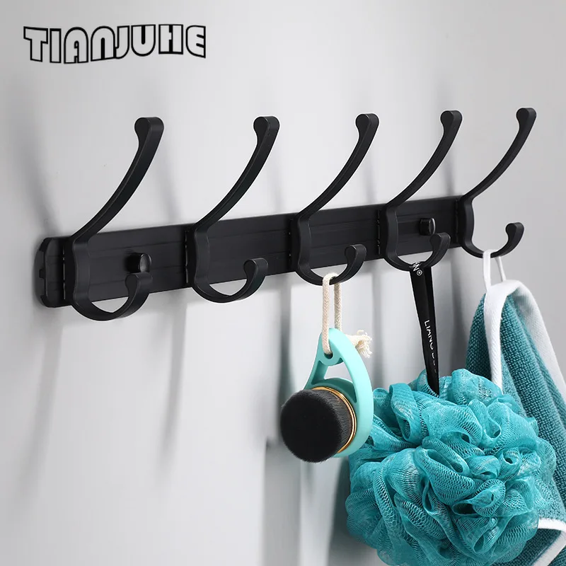 

Modern Coat Rack Wall Mount with 5 Hooks Metal Wall Coat Rack for Hanging Coat Jacket Backpack Hat Black