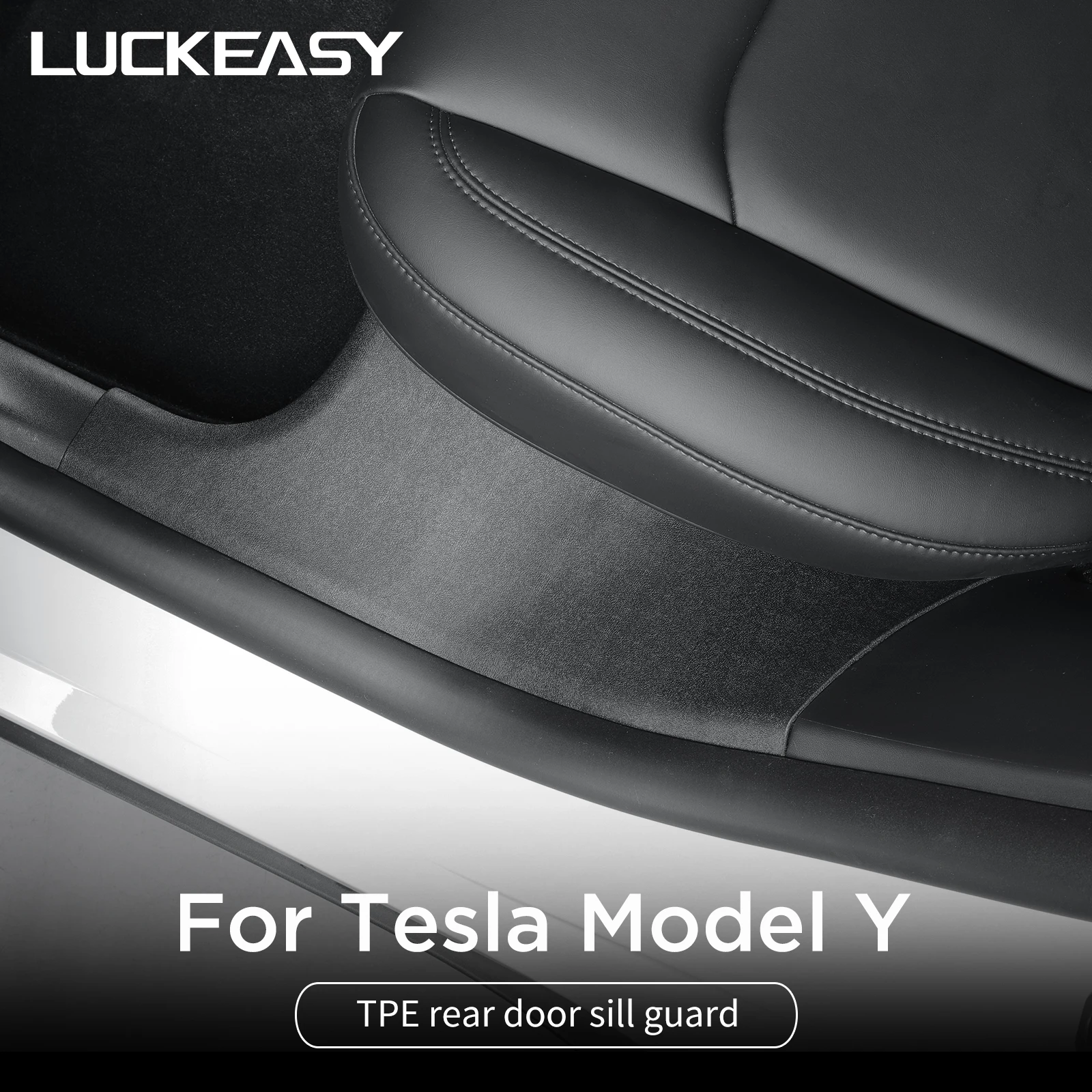 

LUCKEASY Rear Door Sill Guards For Tesla Model Y 2024 Door Welcome Pedal Threshold Anti-Dirty Pad TPE Accessories