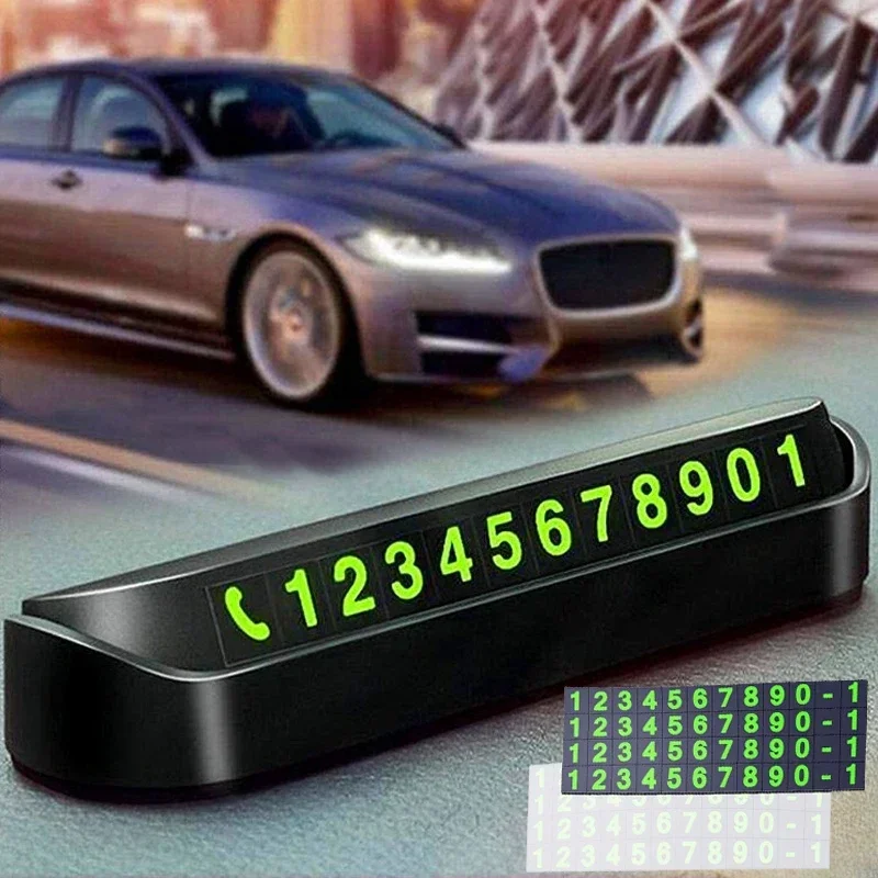 Car Accessories Mini Portable Telephone Number Plate With Switch Phone Number Business Card Temporary Parking Card Plate