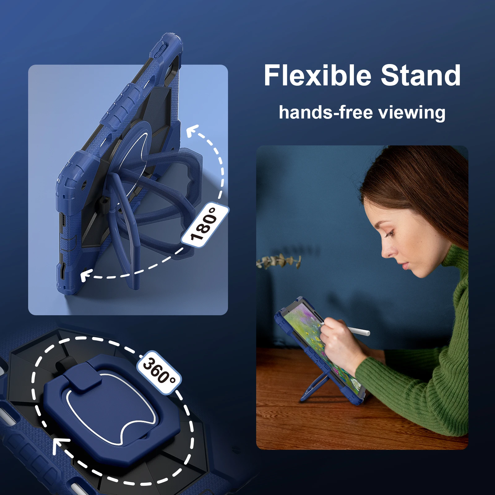 Armor Rugged Tablet Case For Ipad Air With Rotating Stand & Pen Slot_voghion.com