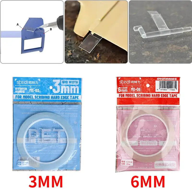 3/6mm Width Scribing Guide Tape 33m Length Carving Cutting Line Masking Tape For Model Line Scribing