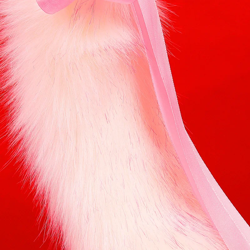 Sex Toys Pink Bow Adult Couple Metal Butt Plug Flirting White Powder Plush Tail Female Court Hair
