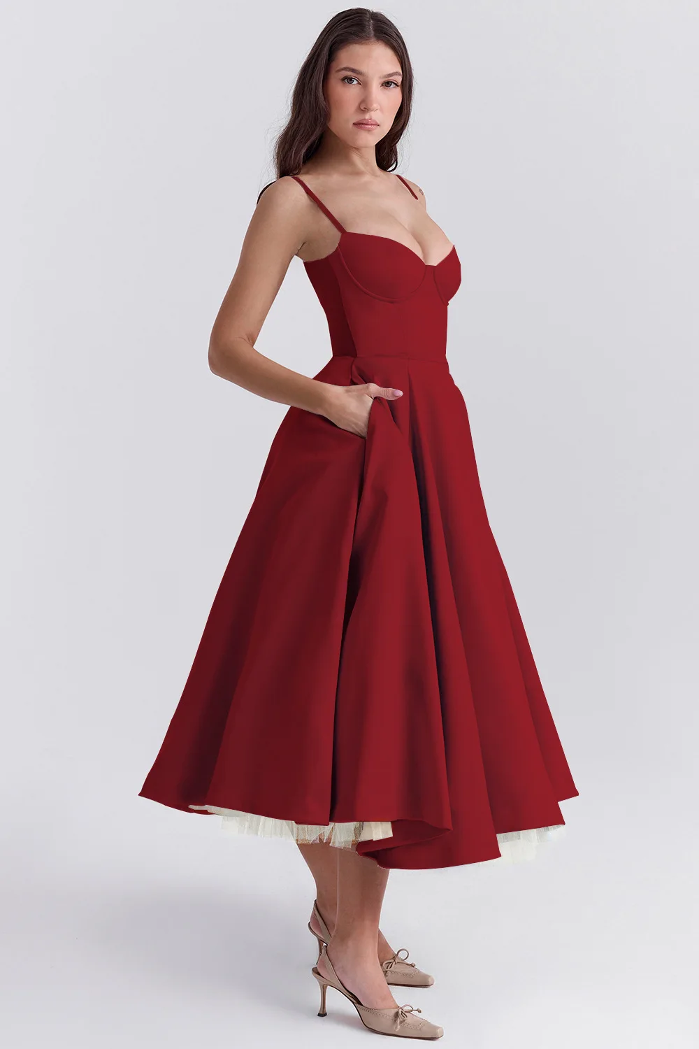 Sexy Suspender Vestidos French High-waisted Solid Color Printed Long Robe Casual Vacation Party Nightclub Business Elegant Dress