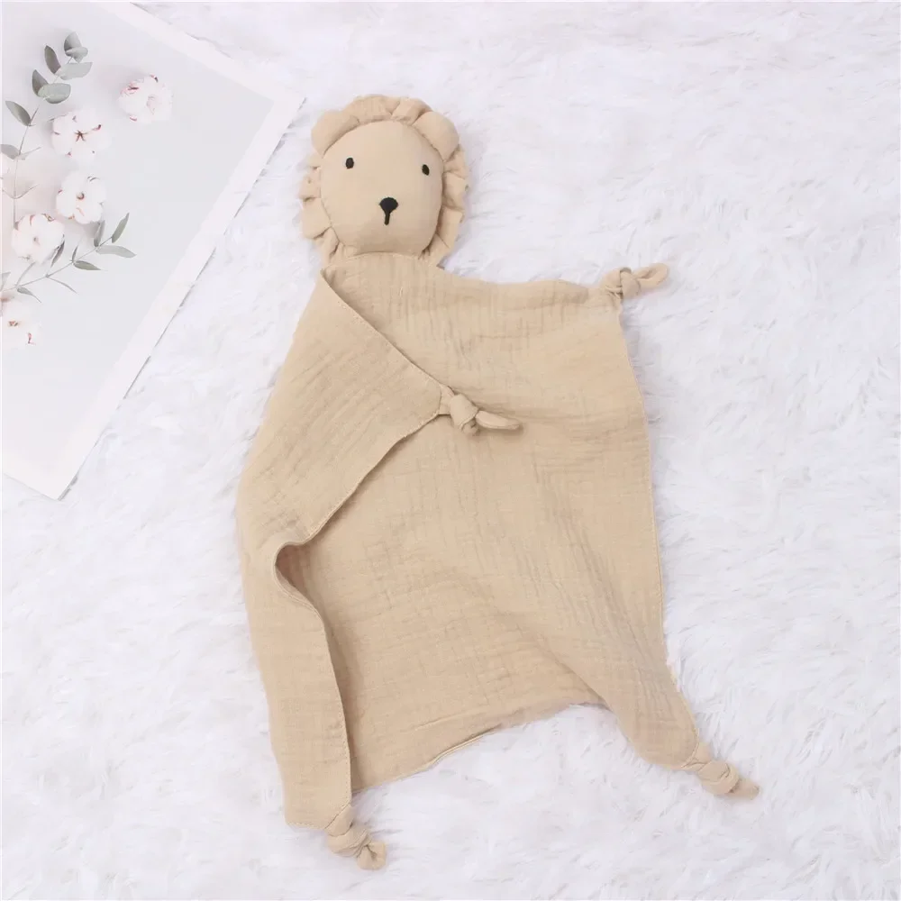 Soft Cotton Baby Comforter Blanket Lion Shaped Newborn Sleeping Dolls Toy Kids Newborn Soothe Appease Towel Bibs 3