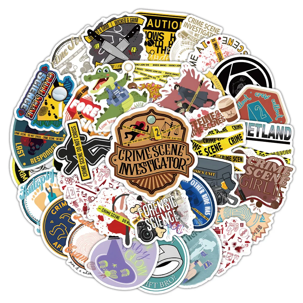 10/30/54PCS Crime Scene Graffiti Stickers Reasoning Fan DIY Funny Cartoon Decals Fridge Luggage Laptop Phone Guitar Car Bike Toy cartoon stickers graffiti stickers