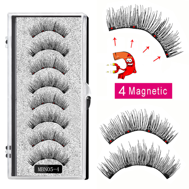 4 Magnet Magnetic Eyelashes Natural Long 3D Mink Lashes Magnetic False Eyelashes Extension with Faux Cils Magnetique 2022 New